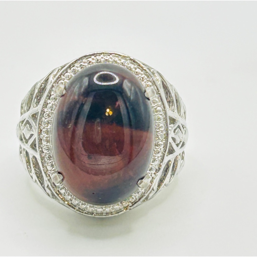 Red Tiger Eye Ring; Size 7; Stainless Steel